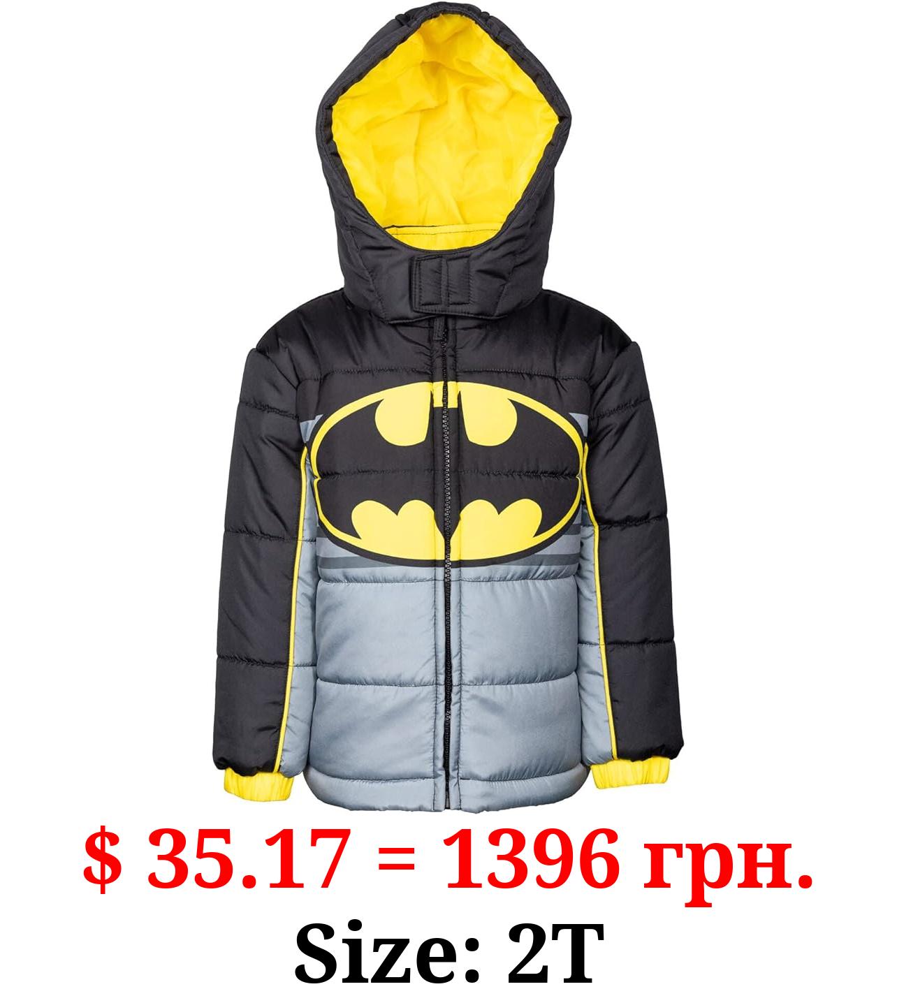 DC Comics Justice League Superman Batman Zip Up Puffer Jacket Toddler to Big Kid