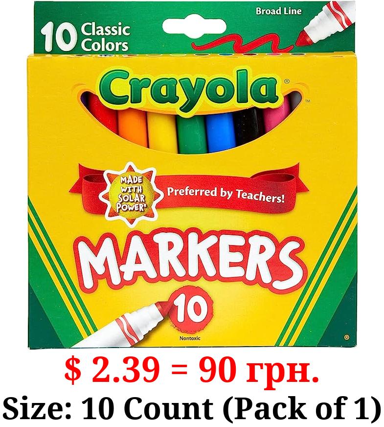 Crayola Broad Line Markers, Classic Colors 10 Each, 10 Count (Pack of 1)