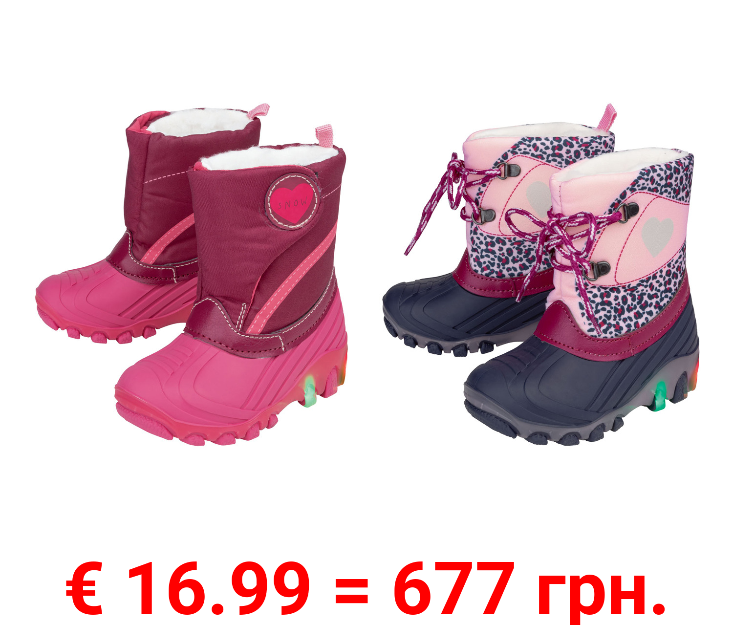lupilu® Kleinkinder Mädchen LED-Winterstiefel mit Blink-Effekt