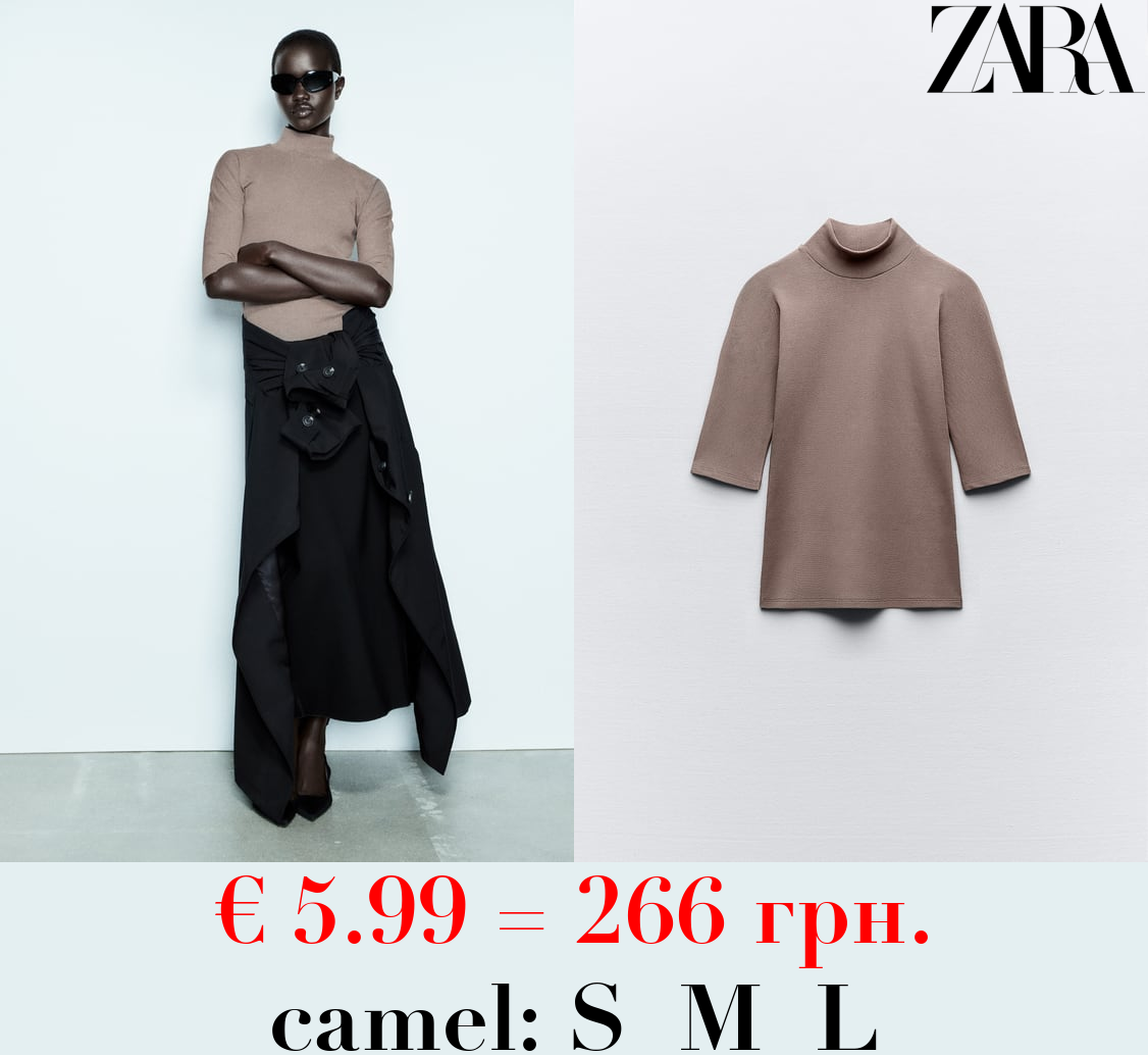 COTTON MOCK NECK T-SHIRT