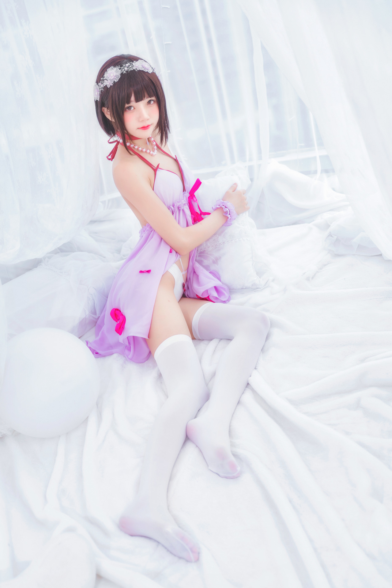 [桜桃喵] 加藤惠 Megumi Kato 紫色小睡裙 35