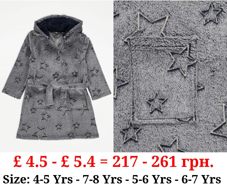 Navy Star Fleece Dressing Gown