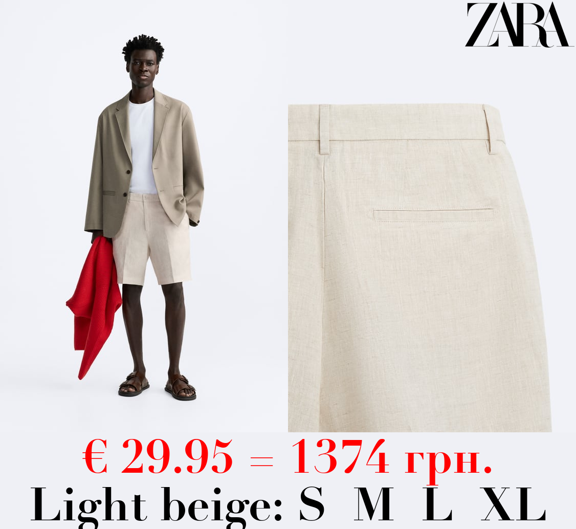 100% LINEN BERMUDA SHORTS
