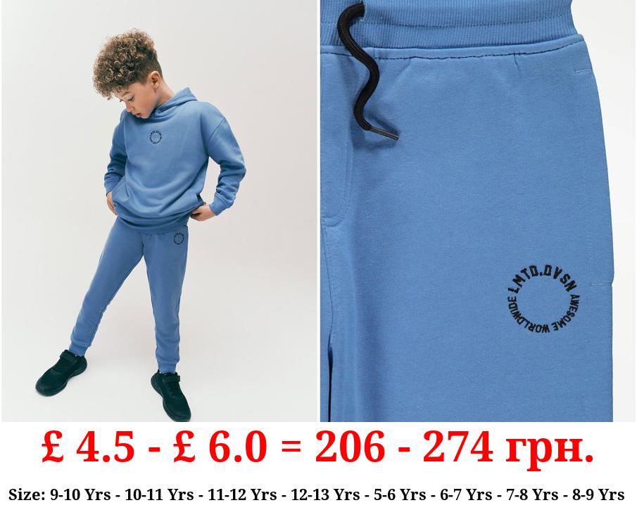 Blue Slogan Joggers