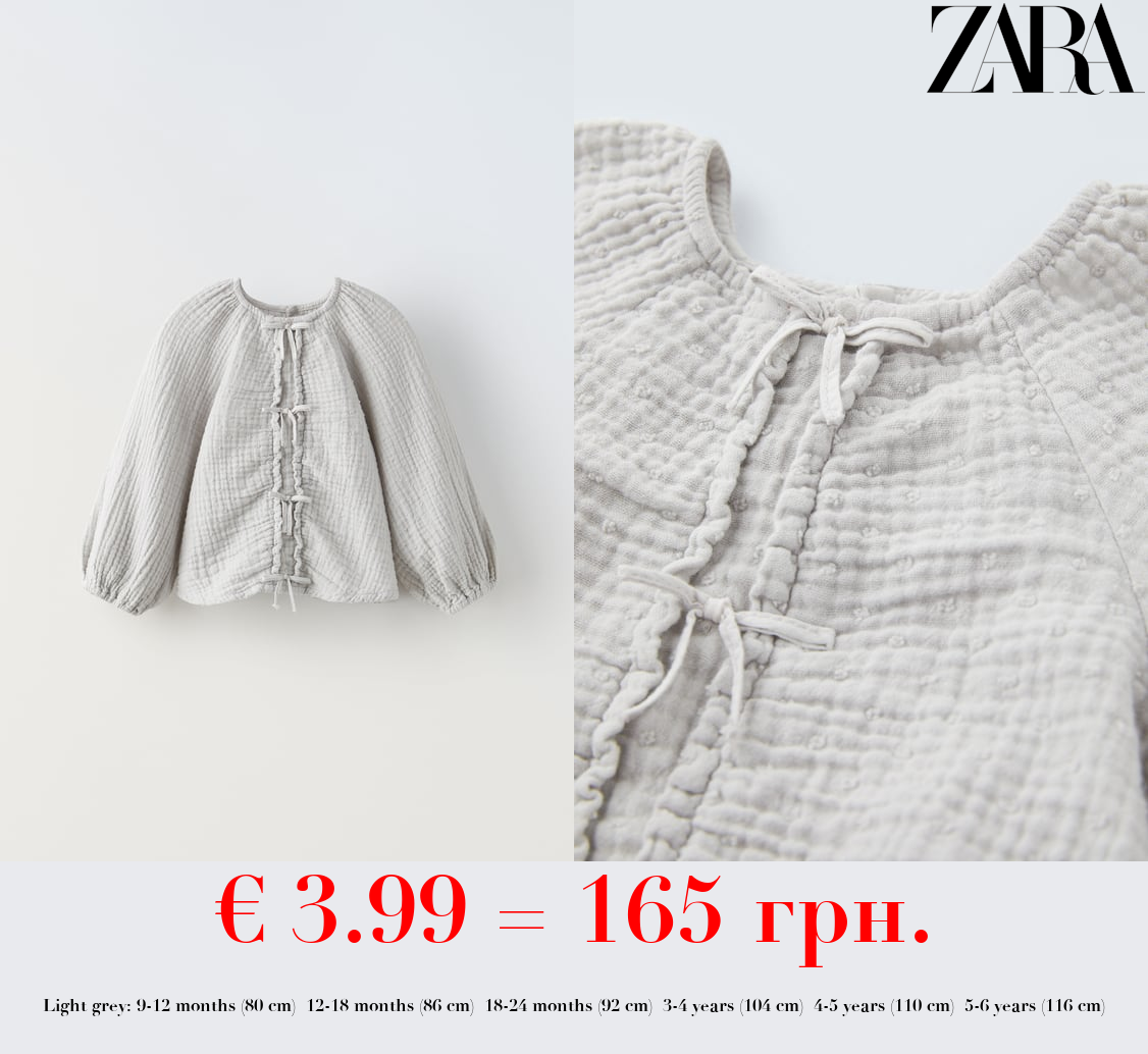 DOTTED MESH BLOUSE WITH BOWS