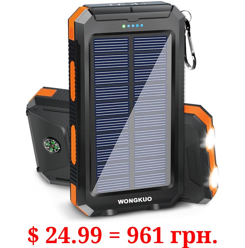 Solar Charger Power Bank - ???????????????? ???????????????????????????? 36800mAh Solar Phone Charger, QC3.0 Fast Charger with LED Flashlight, IP65 Waterproof Portable Power Bank for Outdoor Activities Hiking