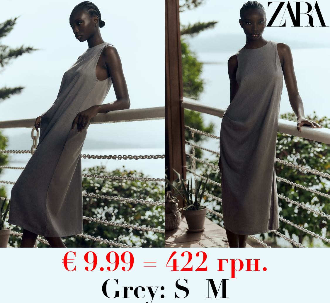 CONTRAST LINEN BLEND DRESS