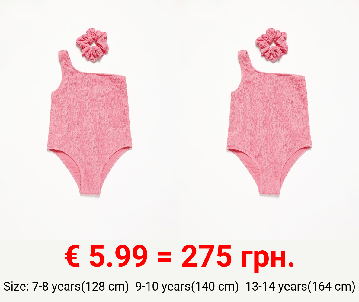 Textured swimsuit and scrunchie set