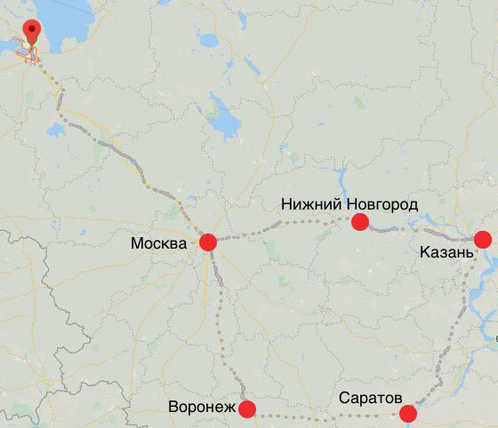 Карта от саратова до казани