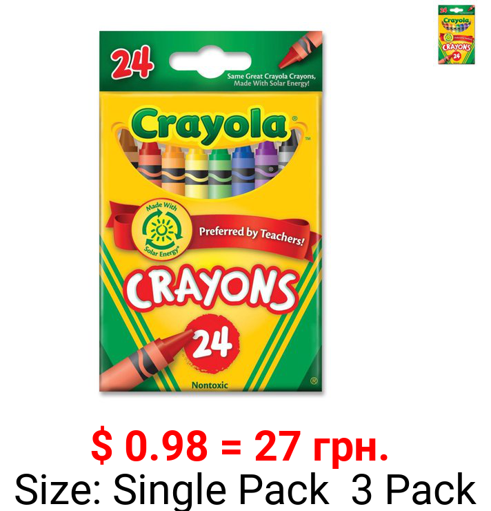 Crayola Classic Crayons, Assorted Colors, Back to School, 24 Count