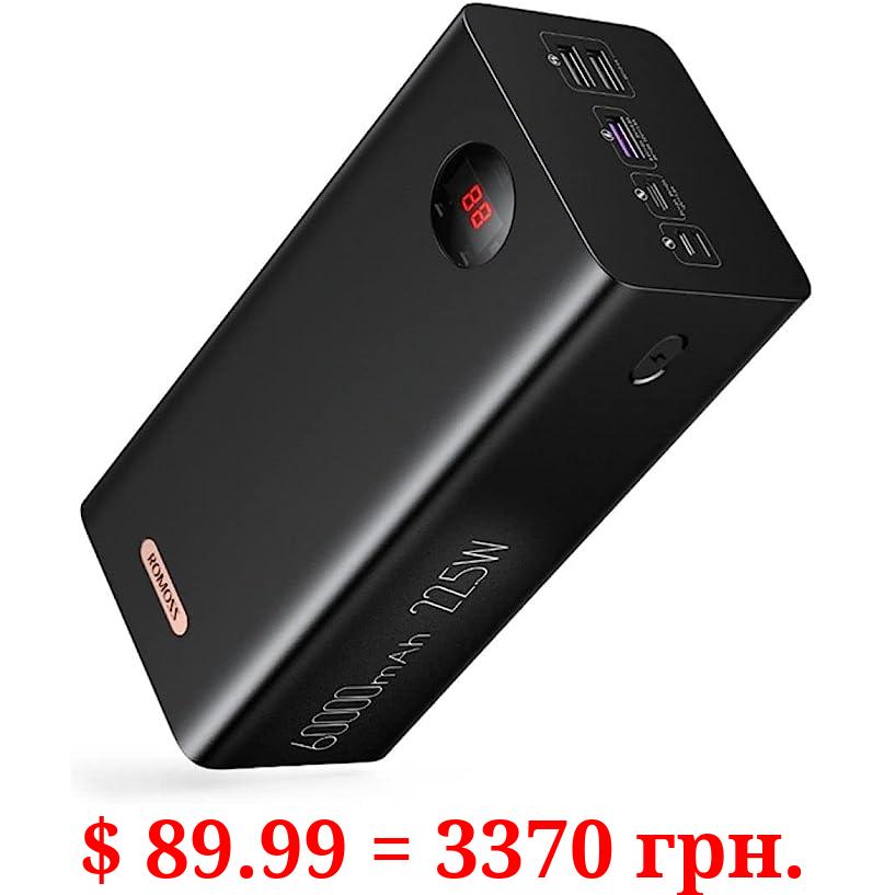 ROMOSS Power Bank 60000mAh High-Capacity Portable Charger, Power Station, 22.5W Fast Charging, PD 3.0, USB C, 4 Outputs & 3 Inputs with LCD Display for iPhone, Samsung, Android Travel and Outdoors
