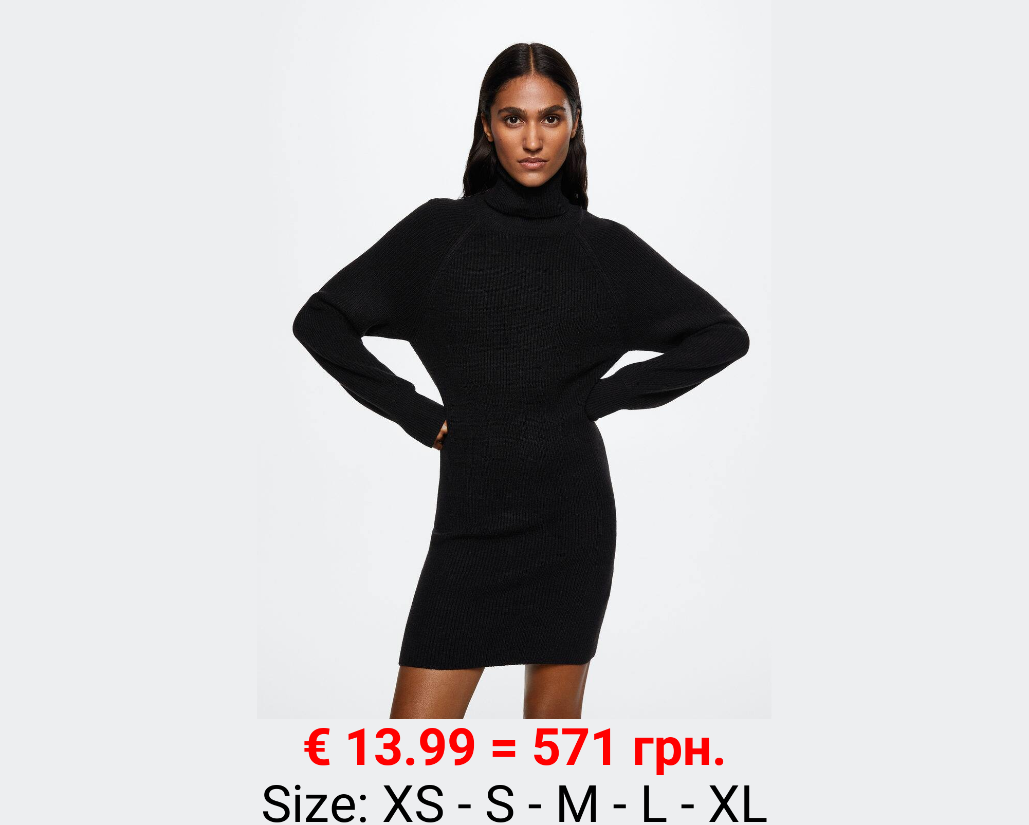 Vestido canalé cuello vuelto