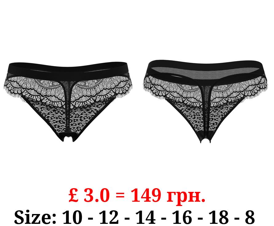 Black Leopard Lace Thong