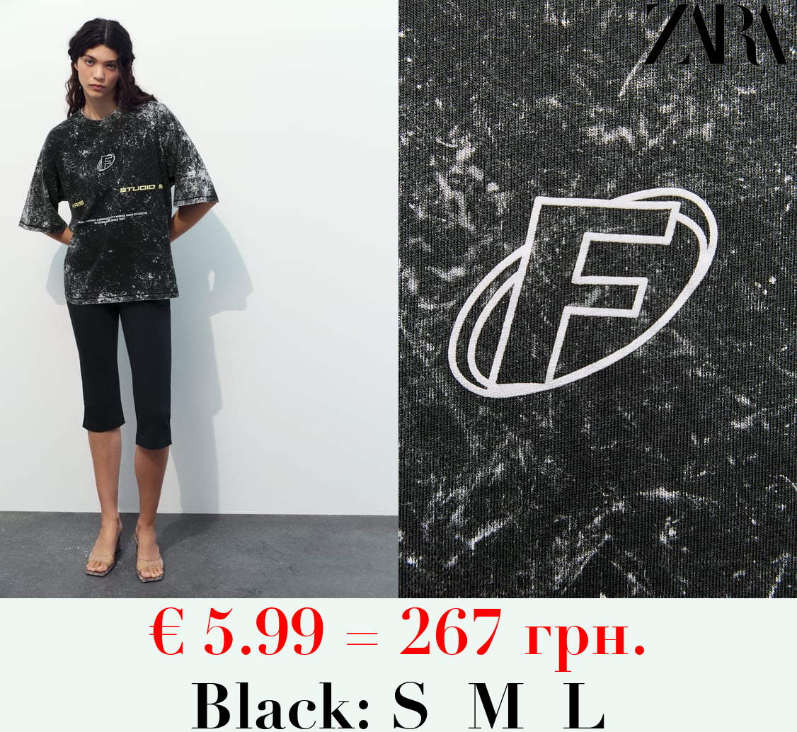 FADED-EFFECT T-SHIRT WITH SLOGAN