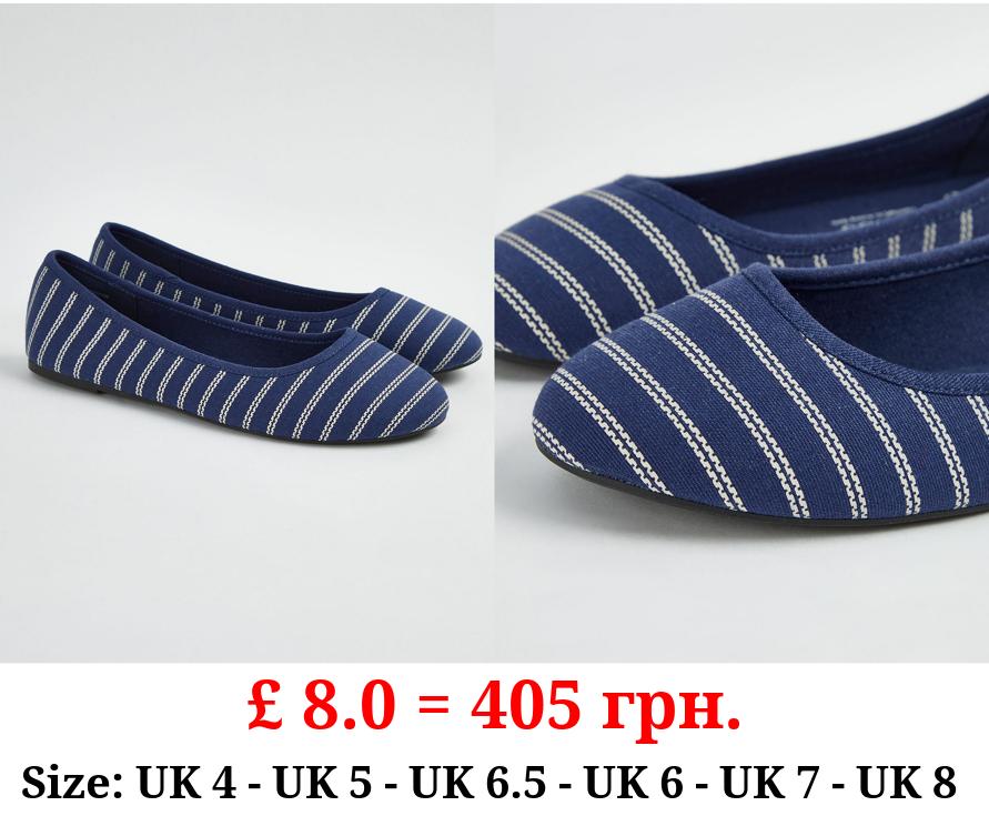Navy Stripe Canvas Ballet Shoes
