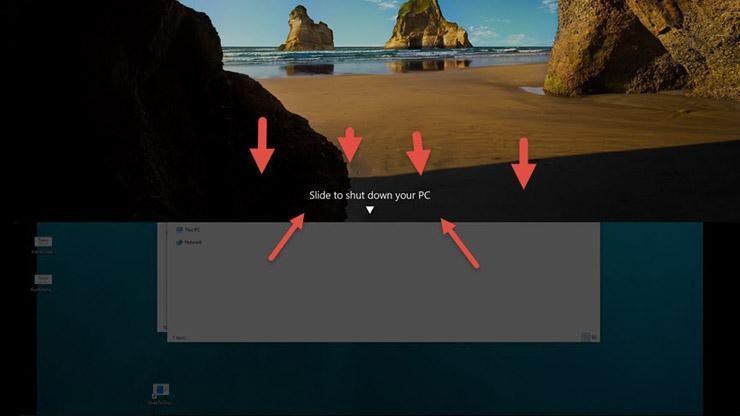 Windows 10: Слайд вниз для отключения