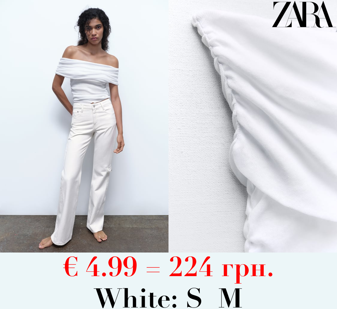 OFF-THE-SHOULDER TOP WITH GATHERED DETAILS