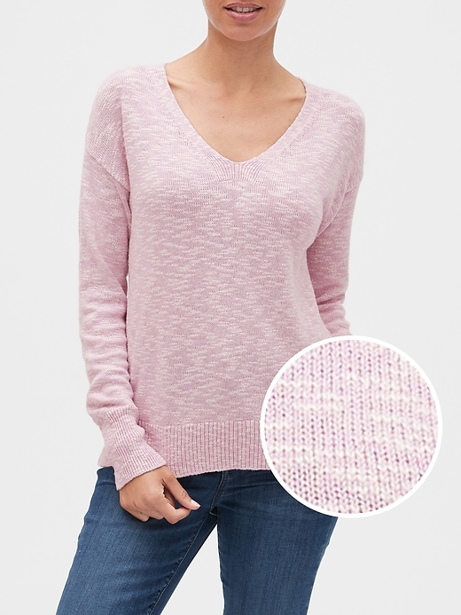 Slub V-Neck Pullover Sweater