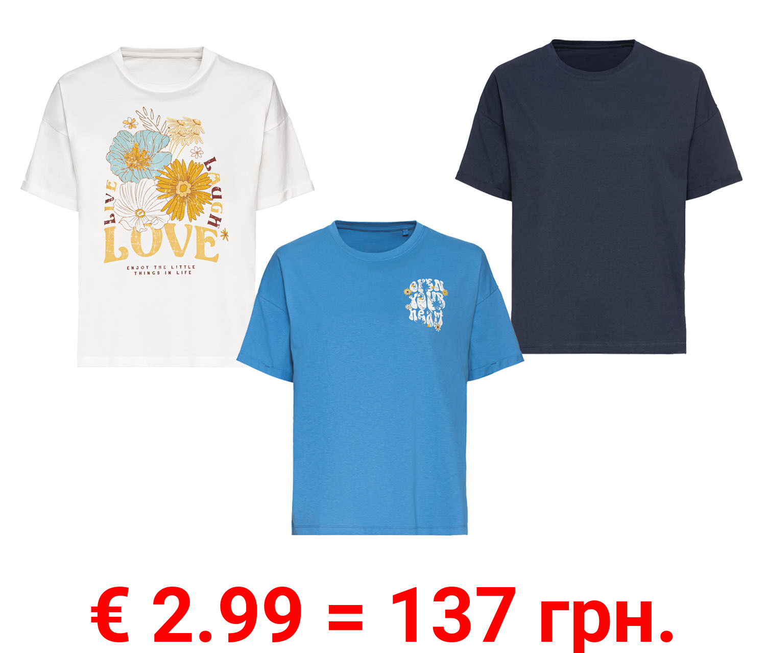 esmara® Damen T-Shirt mit überschnittenen Schultern