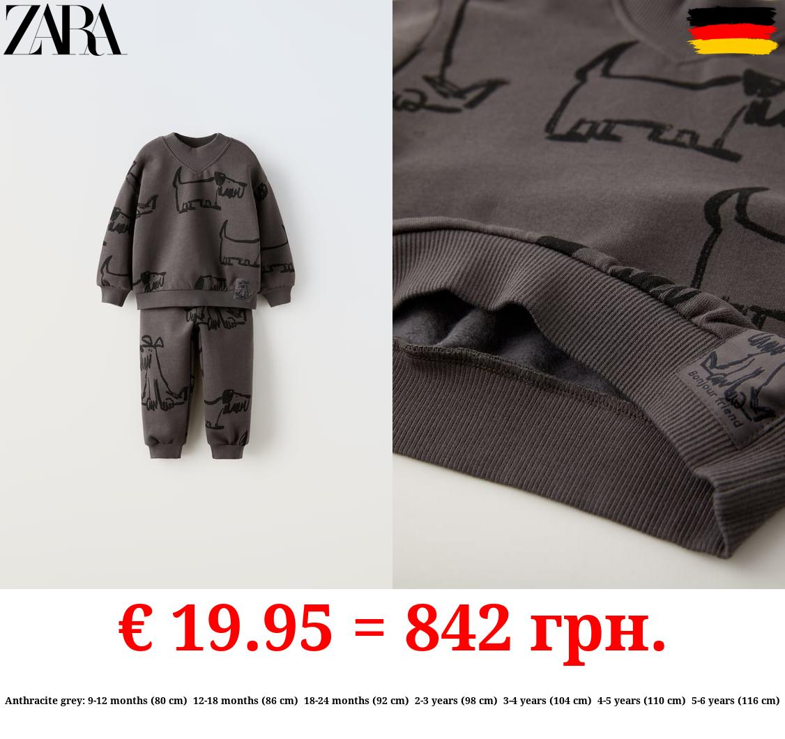 PLUSH DOG SWEATSHIRT AND TROUSERS CO-ORD