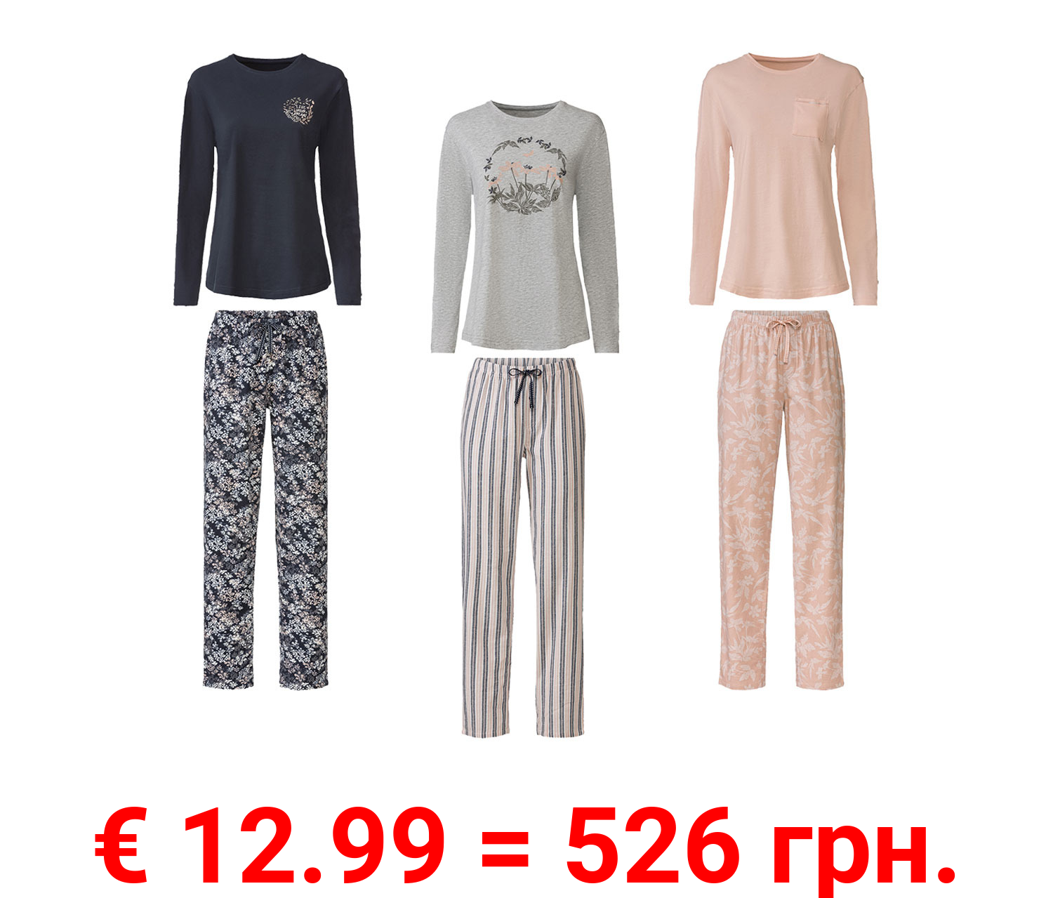 esmara® Damen Pyjama, mit Rundhalsausschnitt