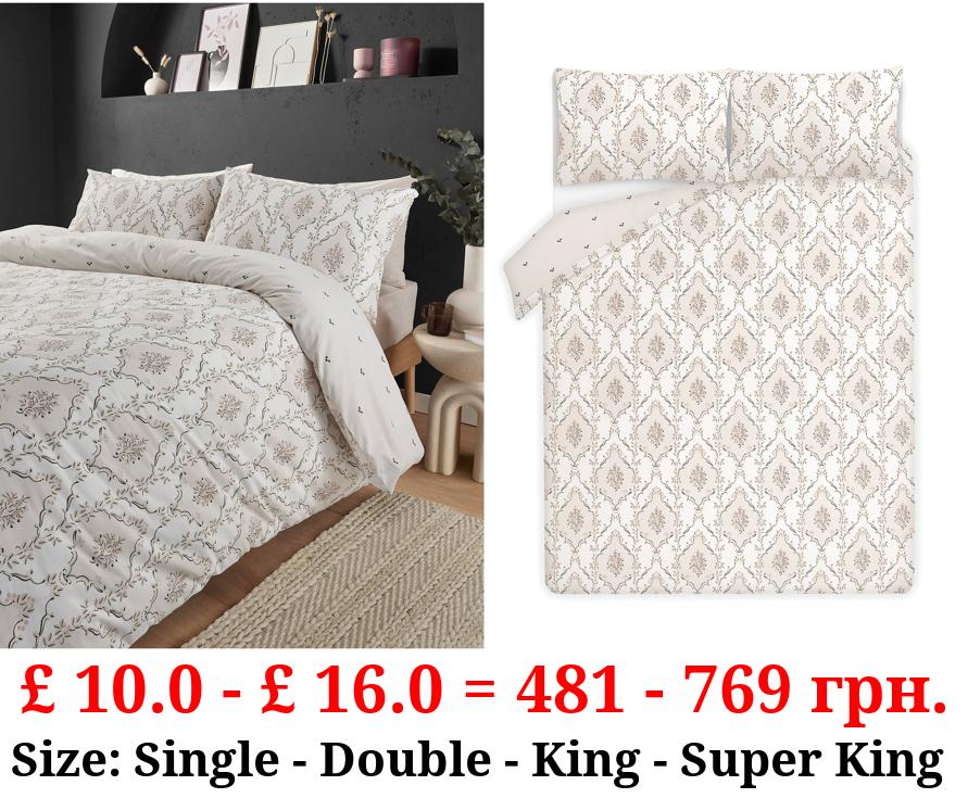 White Diamond Damask Reversible Duvet Set