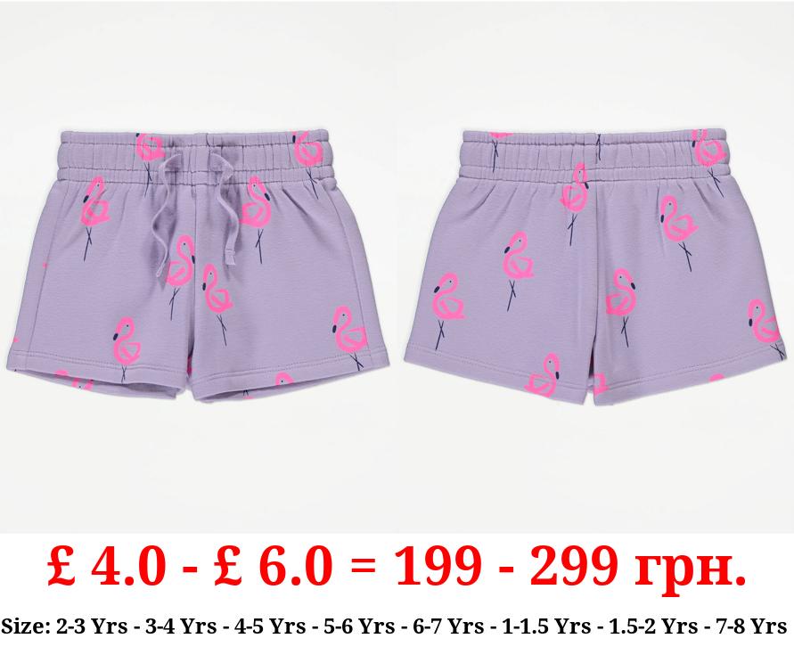 Lilac Flamingo Jersey Shorts