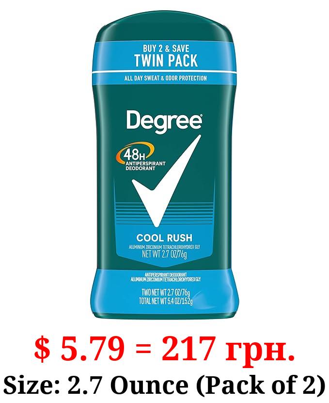 Degree Men Original Antiperspirant Deodorant for Men, Pack of 2, 48-Hour Sweat and Odor Protection, Cool Rush 2.7 oz