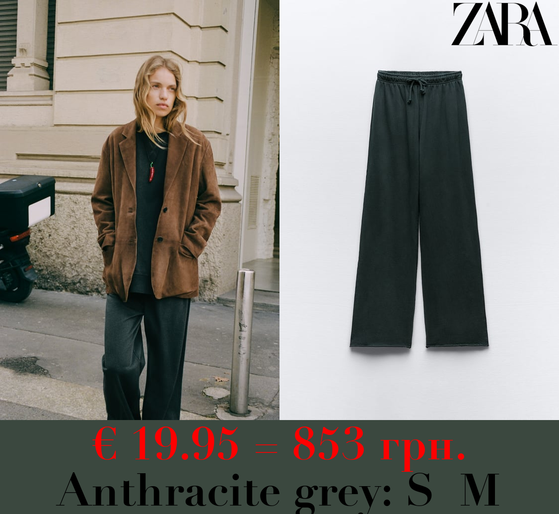 FADED-EFFECT PLUSH JOGGER TROUSERS