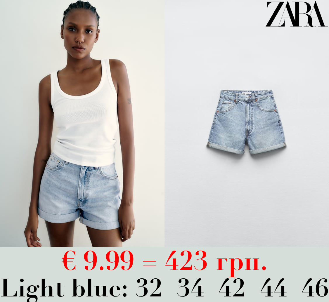 TRF HIGH-RISE MOM FIT DENIM BERMUDA SHORTS