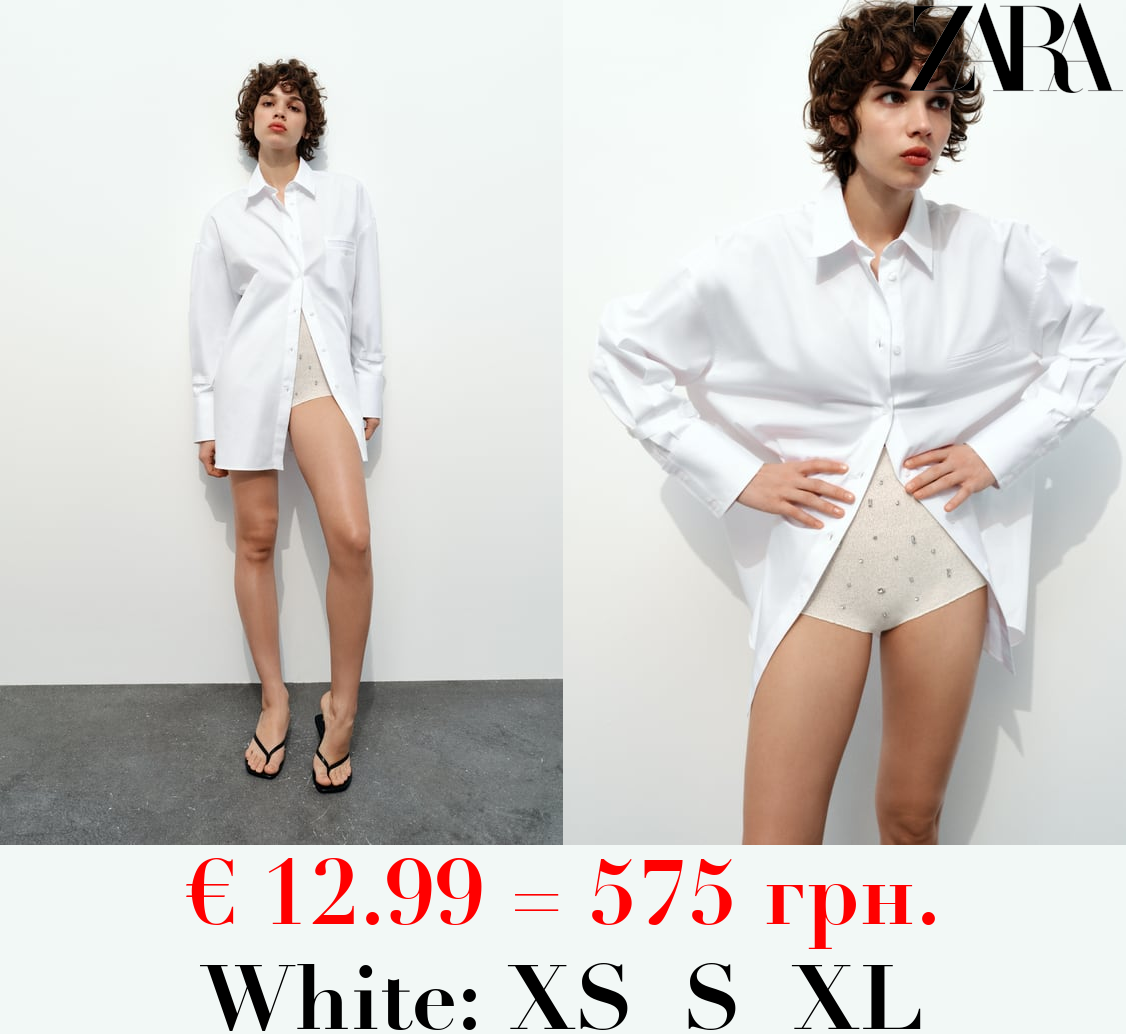 OVERSIZE POPLIN SHIRT WITH WELT POCKET