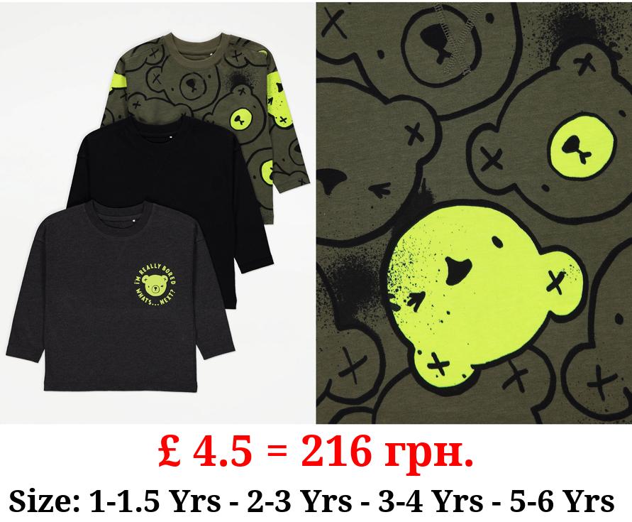 Neon Bear Long Sleeve Tops 3 Pack