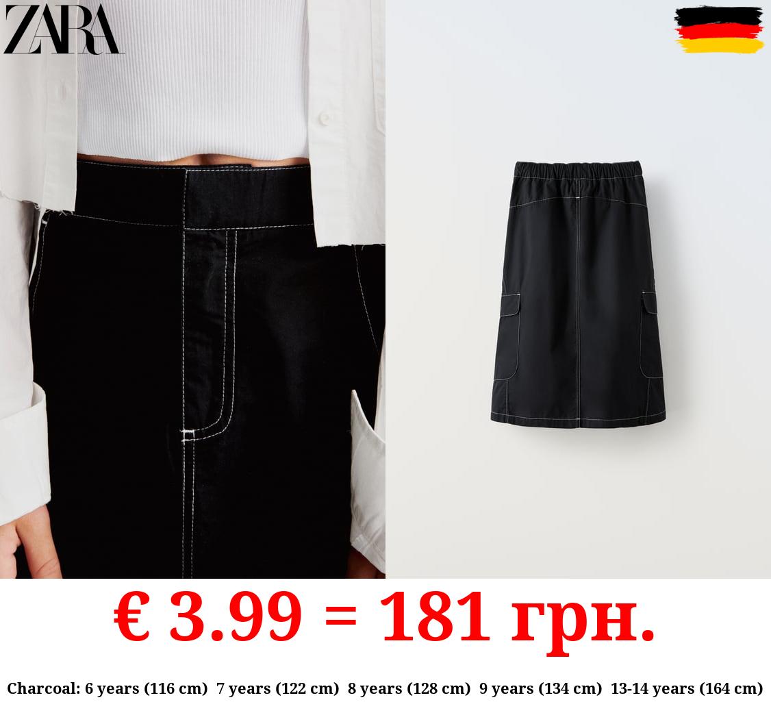 MIDI SKIRT WITH TOPSTITCHING