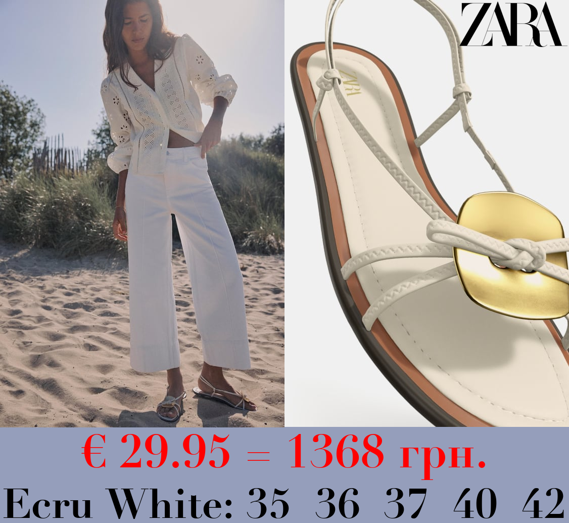 EMBELLISHED FLAT SLIDER SANDALS