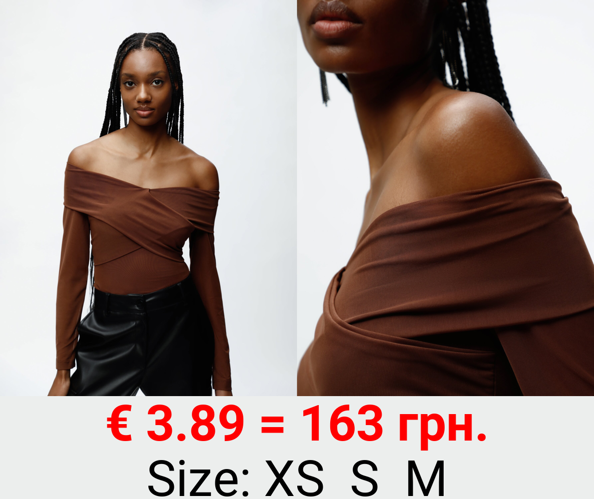 Tulle off-the-shoulder top