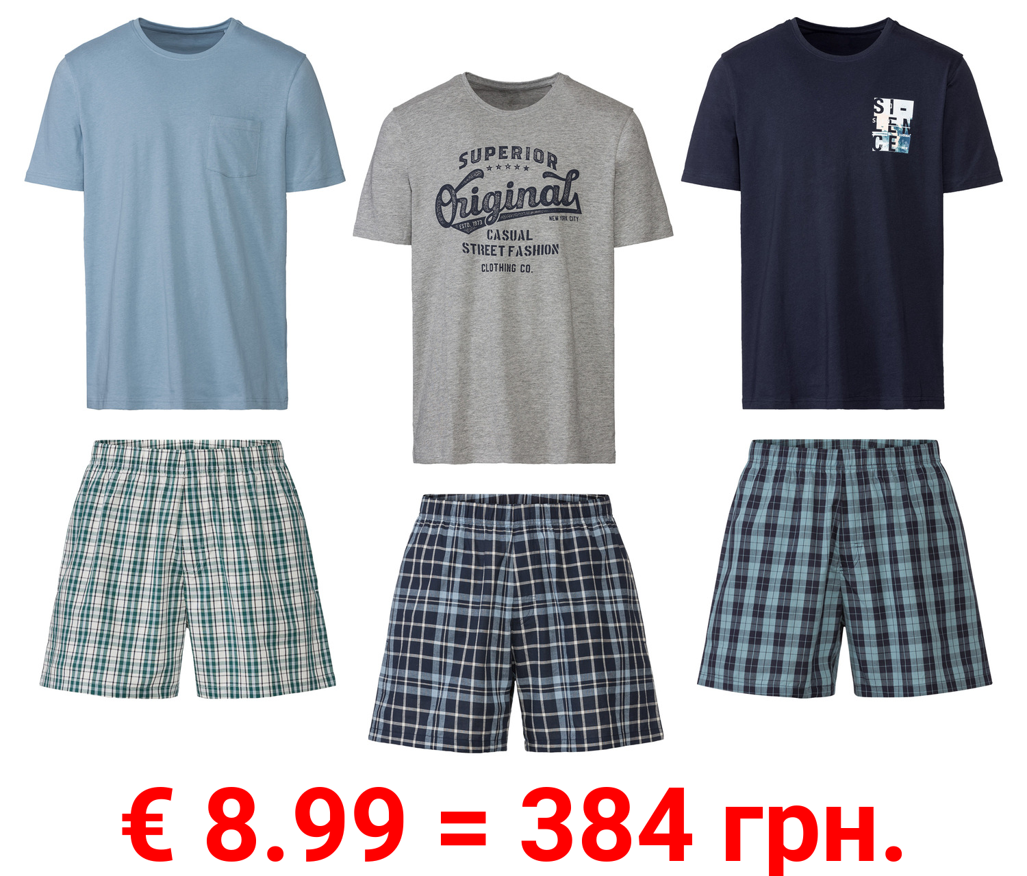 LIVERGY® Herren Pyjama mit Rundhalsausschnitt
