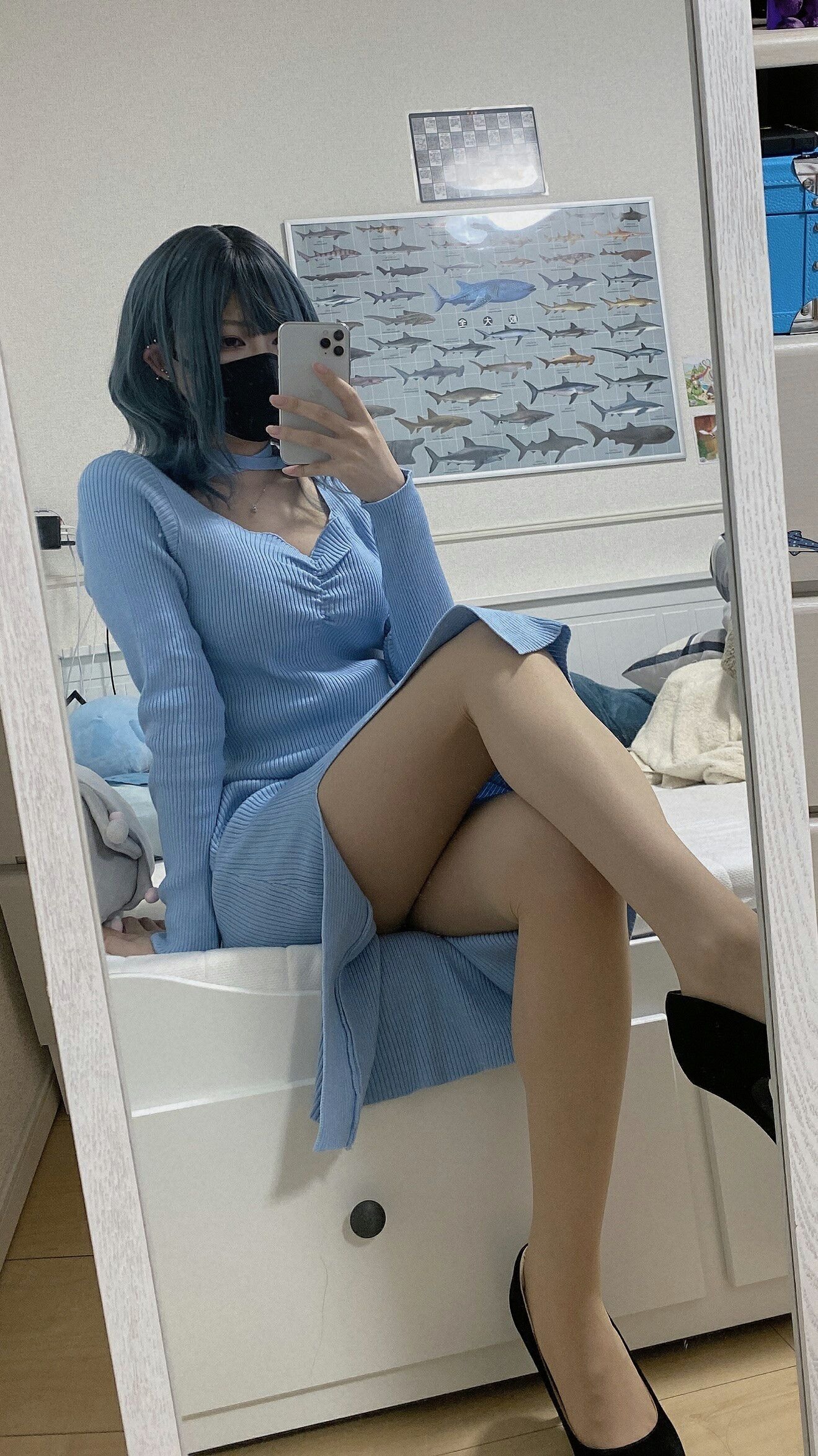 御伽樒 蓝卫衣+猫耳束缚 63