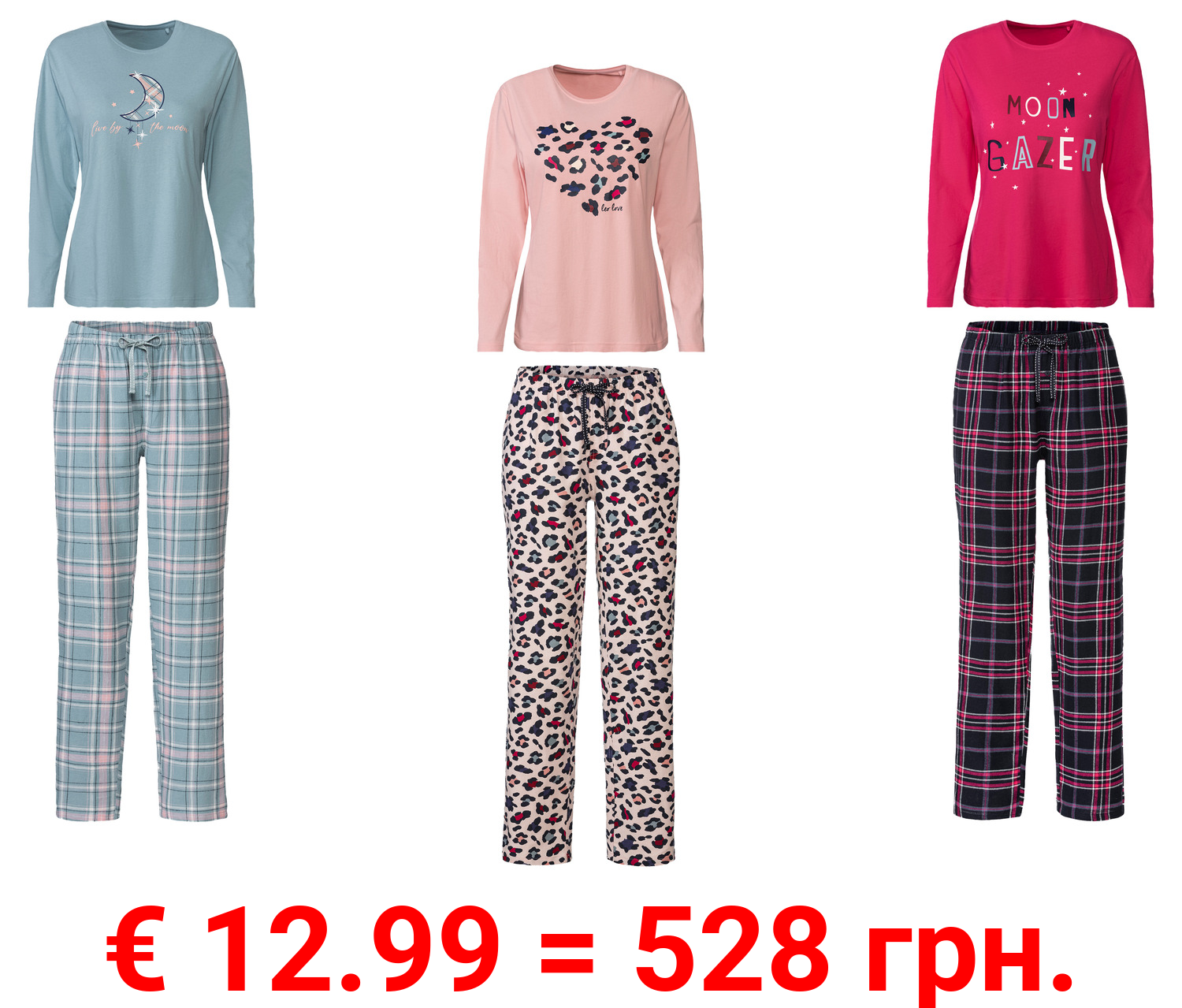 esmara® Damen Pyjama aus reiner Baumwolle