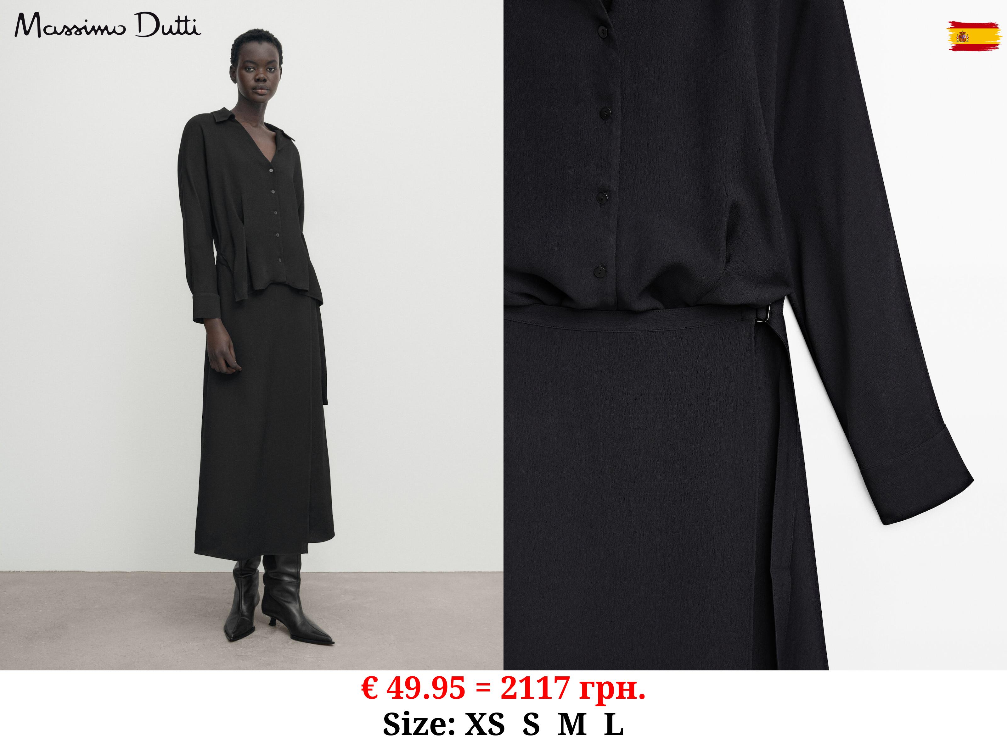 Long pareo shirt dress BLACK