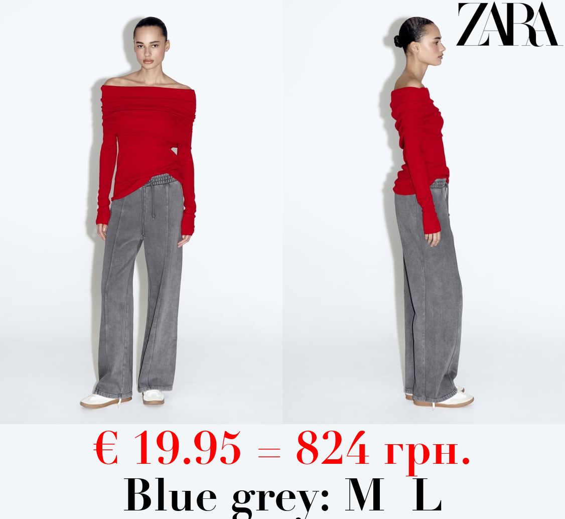 PLUSH WIDE-LEG JOGGER TROUSERS