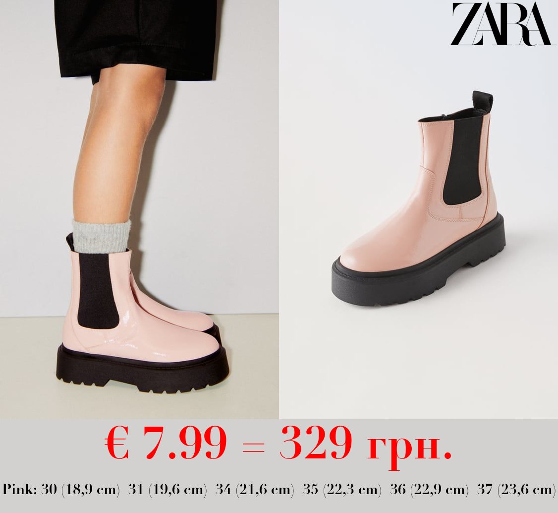 FAUX PATENT CHELSEA BOOTS