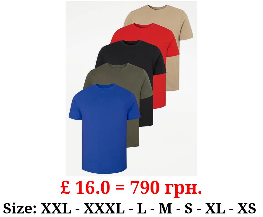 Assorted Crew Neck T-Shirts 5 Pack