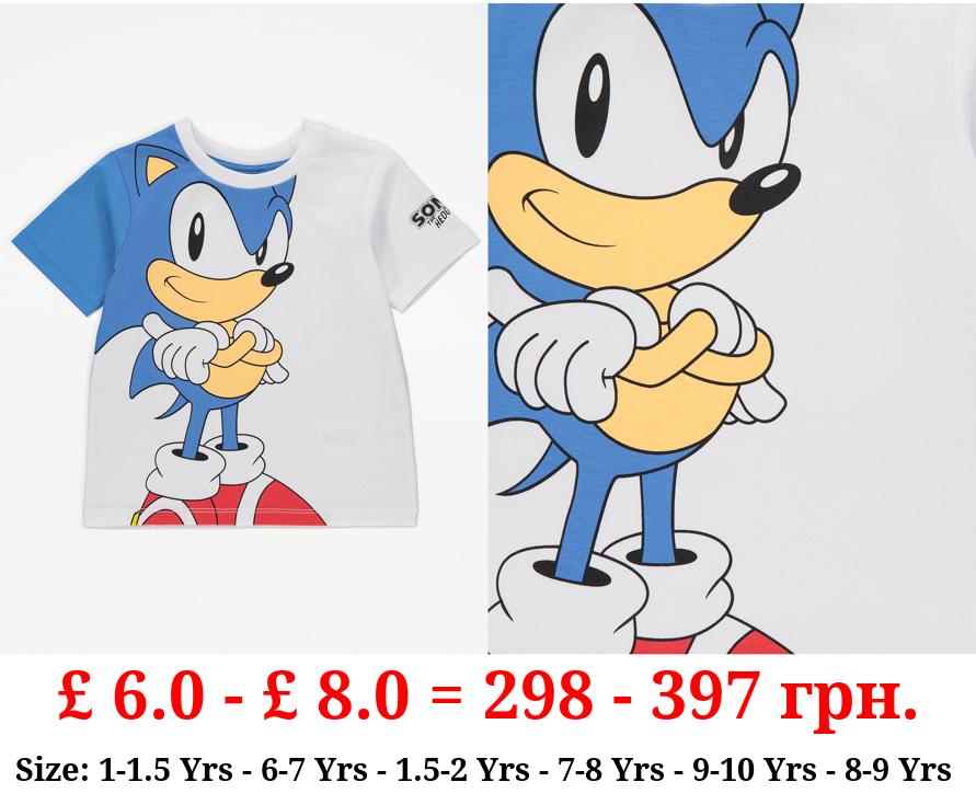 Sonic The Hedgehog White Graphic T-Shirt