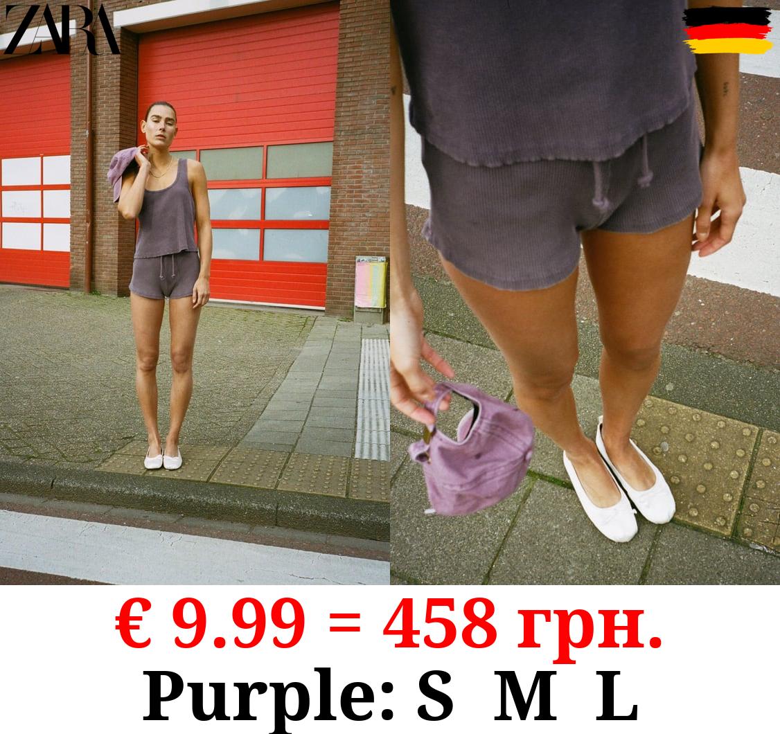 FADED-EFFECT RIBBED SHORTS