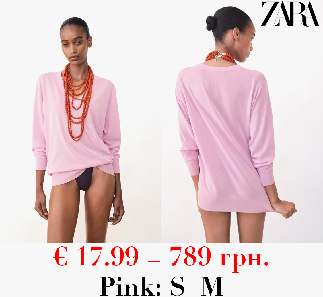 PLAIN KNIT V-NECK SWEATER