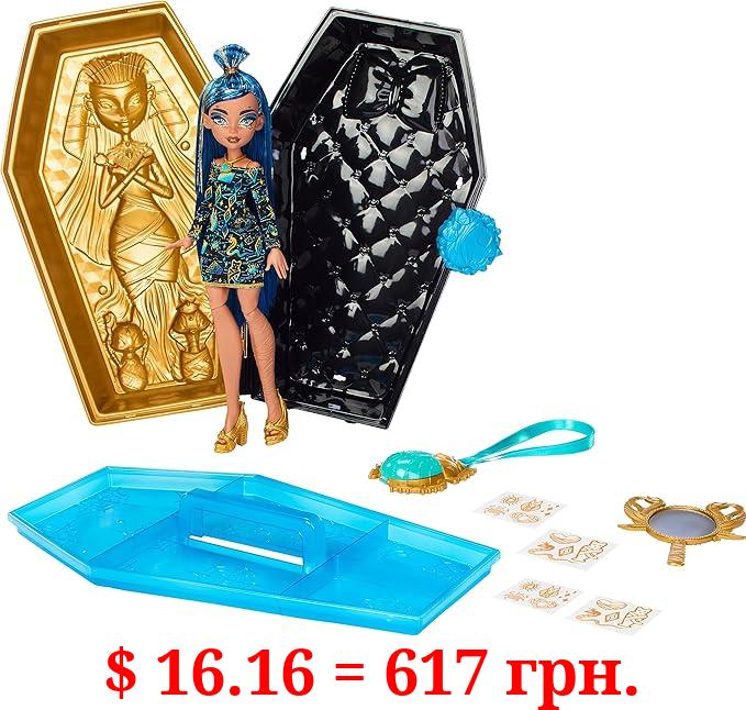 Monster High Doll and Beauty Kit, Cleo De Nile Boo-Jeweled Beauty Case with Tattoos and Necklace for Kids (Amazon Exclusive)