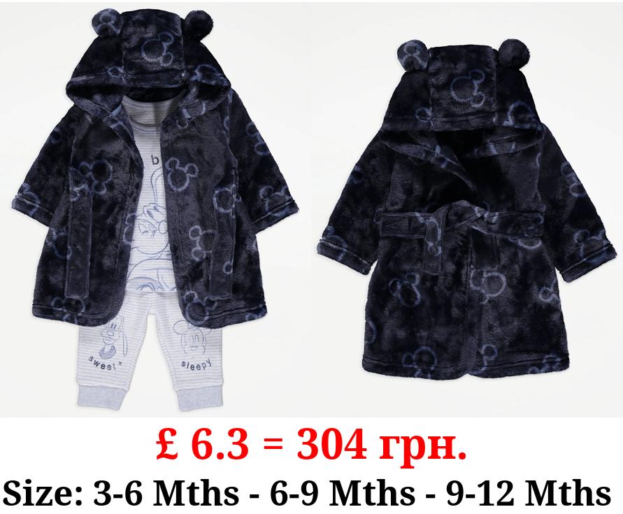 Disney Mickey Mouse Navy Dressing Gown and Pyjamas Set