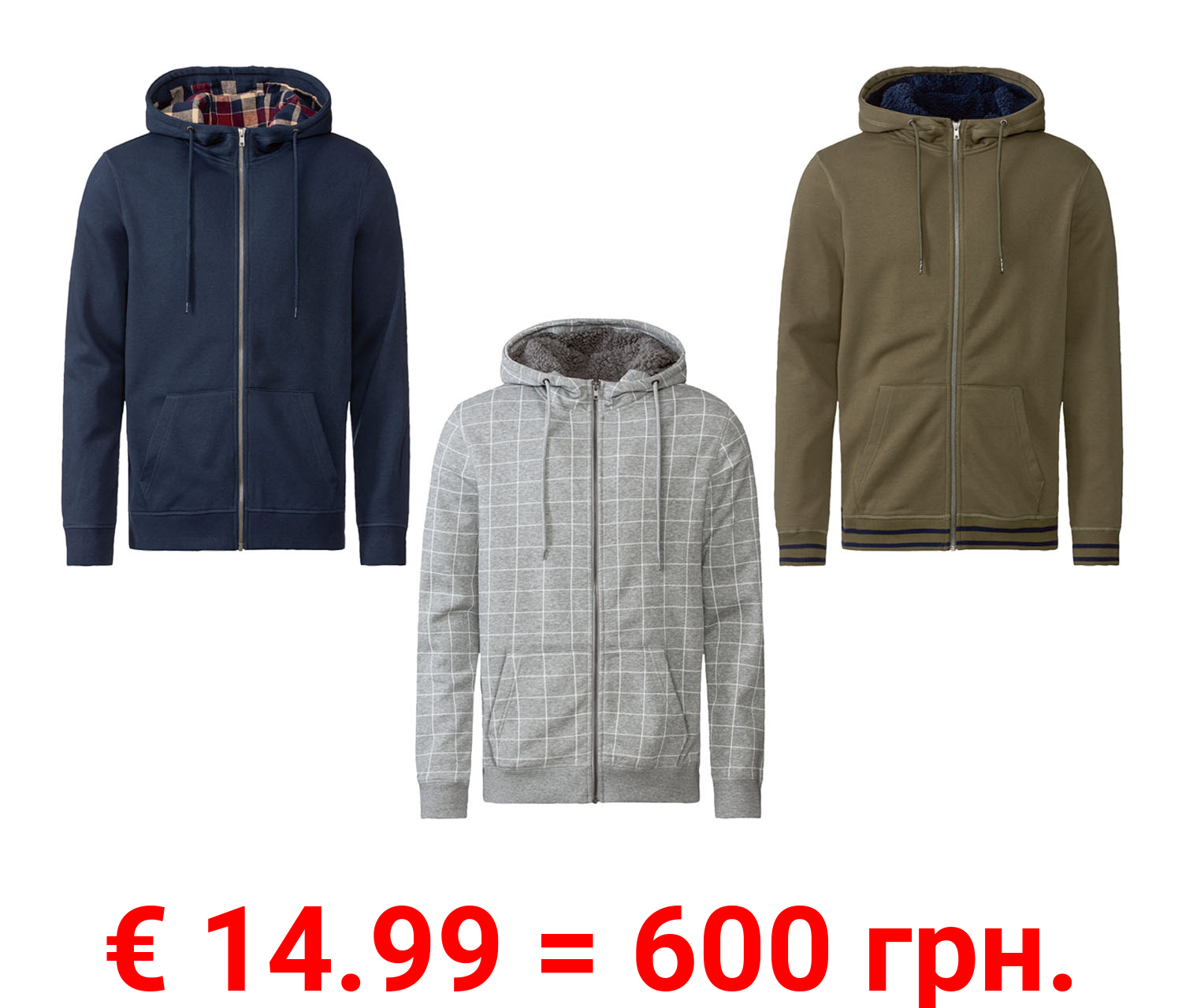 LIVERGY® Herren Sweatjacke, mit Baumwolle