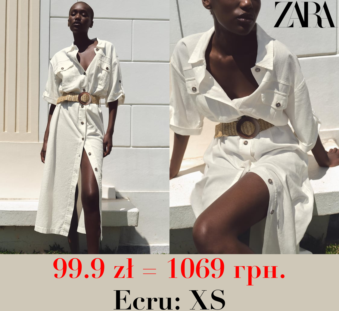 BELTED MIDI SHIRT DRESS