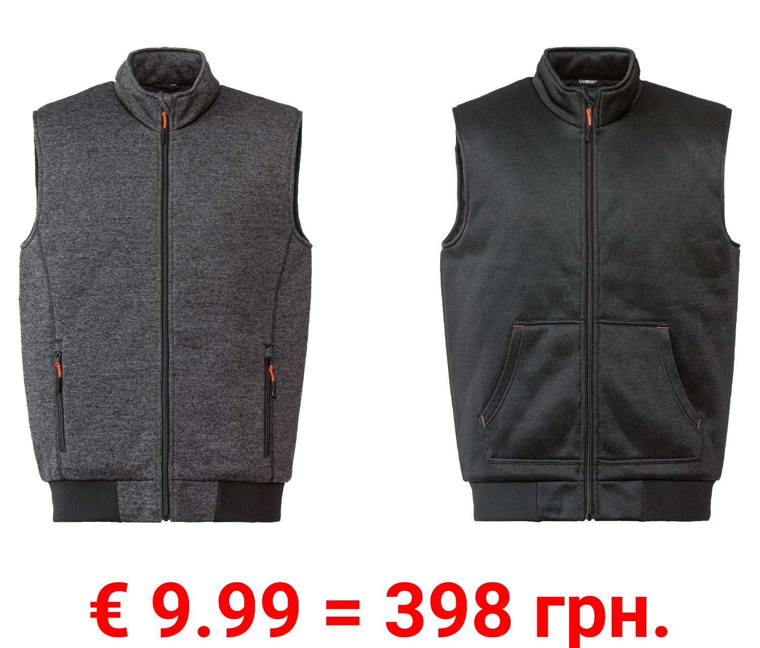 LIVERGY® Herren Weste Strickfleece mit wärmendem Steppfutter